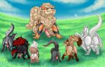 acer_(character) anus arcanine blush butt canid canine canis chastity_cage chastity_device collar dragon eevee eyewear eyewear_on_head eyewear_only fennec_fox feral fox fur generation_1_pokemon generation_5_pokemon generation_7_pokemon genitals glasses group hi_res intersex male maleherm mammal mythological_creature mythological_scalie mythology nintendo nude penis pokemon pokemon_(species) presenting presenting_hindquarters presenting_penis salandit saulamander scalie sean_(17naeswolf) stomak sunglasses sunglasses_on_head sunglasses_only true_fox vulva wearing_glasses wearing_sunglasses wolf wolfyakuga zoroark