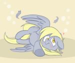 2021 bashful blonde_mane blush cel_shading closed_smile clumsy colored cookieboy011 cutie_mark derp_eyes derpy_hooves_(mlp) digital_drawing_(artwork) digital_media_(artwork) english_description equid equine eyelashes feathered_wings feathers female female_feral feral friendship_is_magic full-length_portrait fur grey_body grey_fur grey_wings hasbro light lighting long_mane long_tail looking_at_viewer lying mammal mane mouth_closed my_little_pony mythological_creature mythological_equine mythology nude nude_female on_side pegasus portrait pupils quadruped shaded simple_background smile solo tail tan_background white_sclera wings yellow_eyes yellow_tail