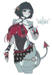 absurd_res alternate_species anthro anthrofied black_hair blue_eyes breasts clothed clothing female fur furrification grey_body grey_fur hair hi_res jane_doe_(zenless_zone_zero) kambo knife mammal mihoyo murid murine prehensile_tail rat rodent simple_background skimpy smile solo tail white_background zenless_zone_zero