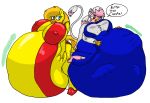 anthro avian belly big_belly big_breasts breasts clothing digestion digestion_noises duo equid equine female female/female female_pred female_prey gryphon hasbro hi_res kip_(large-rarge) large-rarge mammal my_little_pony mythological_avian mythological_creature mythological_equine mythology pegasus tail vix_(large-rarge) vore white_body wings yellow_body
