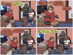 2021 ac/dc anthro beard bed bedroom blue_hair boomer_(nanoff) boyfriend/boyfriend canid canine canis clothed clothing color_coded color_coded_speech_bubble comic dialogue english_text eyewear facial_hair father_(lore) father_and_child_(lore) father_and_son_(lore) furniture giorno_giovanna glasses golden_wind group hair hand_on_another inside jojo's_bizarre_adventure male male/male mammal mature_male musclegut muscular nanoff on_bed parent_(lore) parent_and_child_(lore) parent_and_son_(lore) print_clothing print_shirt print_t-shirt print_topwear procyonid raccoon red_clothing red_topwear robbie_(nanoff) shirt sitting sitting_on_bed skinny skinny_anthro skinny_male slightly_chubby slightly_chubby_anthro slightly_chubby_male son_(lore) speech_bubble t-shirt tank_top text text_on_clothing text_on_shirt text_on_tank_top text_on_topwear topwear trio_focus wearing_glasses wolf zoomer_(nanoff)