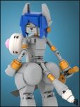 3:4 3d_(artwork) abstract_background anthro big_breasts black_border blade border breasts canid canine canis clothing digital_media_(artwork) female fingers fist fur gold_(metal) grey_body grey_fur hi_res huge_breasts jewelry jewelry_only karina_(thiccbrick) lego legwear mammal melee_weapon model_kit nipples nude paws solo standing sword tail thiccbrick thick_thighs weapon white_body white_fur wide_hips wolf yellow_eyes