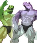 abs anthro barazoku big_muscles black_clothing black_underwear callese_viejo_lesbiano clothed clothing dinosaur duo eyewear hi_res huge_muscles humor k0bit0wani male male/male manly meme multicolored_body muscular muscular_anthro muscular_arms muscular_legs muscular_male muscular_thighs prehistoric_species rainbow_body rainbow_skin reptile scalie sharp_teeth sunglasses teeth thick_arms thick_thighs underwear underwear_only