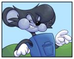 4_fingers absurd_res ailurid anthro border cartoon_gloves cheek_bulge clothing comic fingers gloves grin handwear hi_res mailbox male mammal mischievous_smile red_panda smile smug smug_face smug_grin solo supersneslewd toony wearing_gloves white_border zippy_(supersneslewd)