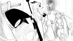 16:9 ambiguous_gender american_opossum anthro armor bless_(dragonweirdo) canid canine canis cloak clothing coat daisy_(dragonweirdo) domestic_cat domestic_ferret dragonweirdo eyewear felid feline felis female flower glasses group gun gytras_(dragonweirdo) hallway headgear helmet hi_res kimera_(dragonweirdo) knife lab_coat male mammal marsupial monochrome mustelid musteline plant ranged_weapon rifle rodent scabbard sciurid stunned topwear tree_squirrel true_musteline tula_(dragonweirdo) weapon weasel widescreen wolf