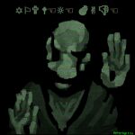 1:1 animated_skeleton artist_name bone character_cipher cracked_skull dark darkcyndoge deltarune dialogue distorted_text film_grain floating_hands forgotten_man_(deltarune) gaster hollow_eyes humanoid looking_at_viewer low_contrast low_res male screen signature skeleton solo stigmata talking_to_viewer text undead undertale undertale_(series) wingdings_text
