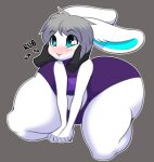 2025 ambiguous_gender basil_(basilmuse) big_butt blue_ears blue_eyes blush butt clothing fur grey_hair hair hand_on_cheek hi_res huge_butt huge_thighs hyper hyper_butt lagomorph leporid mammal nonbinary_(lore) pink_nose purple_clothing rabbit sitting sketch thick_thighs wastedtime white_body white_ears white_fur wide_hips