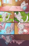 2018 anthro bathing bed berry biped brushing_tail butterfree chest_(container) closed_smile comic dipstick_ears dipstick_tail ear_markings eating eyes_closed featureless_crotch female feral food fruit fuf fur furniture generation_1_pokemon generation_3_pokemon generation_5_pokemon grey_body grey_fur grey_inner_ear_fluff hi_res holding_berry holding_food holding_fruit holding_object inner_ear_fluff inside lying lying_on_bed lying_on_ground markings minccino mouth_closed multicolored_ears musical_note musical_symbol nintendo nude on_back on_bed on_ground personal_grooming plant pokemon pokemon_(species) pokemon_berry quadruped sleeping smile solo standing stretching swablu symbol tail tail_markings tuft walking waterfall white_markings