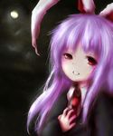  amanojaku animal_ears bad_id bad_pixiv_id bunny_ears face highres long_hair moon necktie purple_hair red_eyes reisen_udongein_inaba solo tears touhou upper_body 