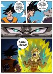 2026 abs animal_head animal_humanoid anthro aura black_body black_hair cjk_character cjk_character_tattoo clothing comic dialogue dog_ningen dragon_ball duo english_text for_a_head fur goku grey_body grey_fur hair hi_res humanoid jacket male muscular muscular_anthro muscular_male pecs racial_slur racism rex_(dog_ningen) scarfman super_saiyan tattoo text topwear yellow_body yellow_fur