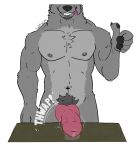 alpha_channel animal_genitalia animal_penis anthro belly_hair belly_tuft biceps big_muscles big_penis biped bodily_fluids body_hair broad_shoulders canid canine canine_genitalia canine_penis canis chest_tuft cocky dripping drooling erection faceless facial_hair fur furniture genital_fluids genitals gesture goatee grey_body grey_fur grey_nipples grin hand_gesture happy_trail hi_res huge_penis knot knotted_penis kodiff_wolff leaking_precum looking_at_viewer male male_anthro mammal mature_anthro mature_male motion_lines muscular muscular_anthro muscular_male navel nipples nude nude_anthro nude_male pecs penis penis_on_table pink_penis precum precum_drip pubes saliva smile smug solo sticker stocky table teeth text throbbing throbbing_penis thumbs_up tongue tongue_out trapezius tuft wolf
