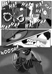 absurd_res anthro apodiform aquatic avian bat bird canid canine clenched_teeth comic duo eel electric_eel eyewear eyewear_on_head facial_markings fish fox fullbody_suit goggles goggles_on_head head_markings hi_res hummingbird inside knifefish laugh male mammal markings monochrome mouth_shot naked-back_knifefish open_mouth smile teeth victor_johansen viola_bat viola_bat_(character)