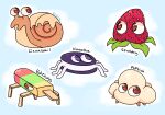 6_legs brown_eyes bugsnak bugsnax cinnamon_bun cinnasnail cookie food food_creature fruit kwookie paletoss pastry plant popcorn popsicle poptick purple_eyes rickydirigo strabby strawberry young_horses