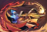 avian beak burning_clothes clothed clothed_female clothing dancer_outfit european_mythology extended_arms eyes_closed fauxfowl female fire greek_mythology magic mythological_avian mythological_bird mythological_creature mythological_firebird mythology phoenix spread_wings wings