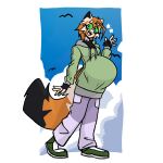 2026 adrian_della_(elizapregs) ailurid anthro belly black_body black_fur black_mouth black_nose bottomwear clothing digital_drawing_(artwork) digital_media_(artwork) elizapregs english_description female footwear fur gesture green_clothing green_eyes green_footwear green_hoodie green_shoes green_sneakers green_topwear hi_res hoodie humanoid_hands looking_at_viewer mammal orange_body orange_fur pants pink_tongue pregnant pregnant_anthro pregnant_female purple_bottomwear purple_clothing purple_pants red_panda shoes smile smiling_at_viewer sneakers solo tail tan_body tan_fur tongue topwear waving waving_at_viewer