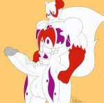 anthro balls big_balls big_penis generation_3_pokemon genitals hi_res huge_penis male muscular muscular_male nintendo penis pokemon pokemon_(species) riku9797 solo tail tribal vein veiny_penis white_body zangoose