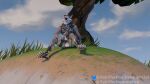 16:9 3d_(artwork) 4_toes 4k absurd_res anthro blender_(artwork) bottomwear canid canine canis clothing digital_media_(artwork) dirt epic_games feet fortnite fur grass hi_res hill male mammal masturbation multicolored_body open_mouth paws plant sebthedemonfox shorts solo tan_body tan_fur toes tongue tongue_out tree two_tone_body wendell_(fortnite) white_body white_fur widescreen wolf yellow_sclera