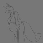 anthro belly big_belly big_breasts breasts canid canine clothed clothing exposed_belly exposed_breasts female five_nights_at_freddy's fox foxglove_(roommates) mammal monochrome mostly_nude nipples no_underwear open_clothing open_robe pregnant pregnant_anthro pregnant_female robe robe_only roommates:motha scottgames solo tail tired tired_eyes unknown_artist