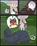 2026 3_panel_comic abdominal_bulge ambiguous_gender backsack balls belly big_belly big_butt black_body black_fur bloated blonde_hair bone bubble_butt butt butt_expansion clothing comic cosmog death digital_drawing_(artwork) digital_media_(artwork) discarded_clothing dress duffel_bag endlessnight english_text expansion fatal_vore felid feline female female_human female_prey feral feral_pred fur generation_7_pokemon genitals glistening glistening_butt grey_inner_ear group hair hat headgear headwear hi_res huge_belly huge_butt human human_prey hyper hyper_belly larger_female larger_human legendary_pokemon lidded_eyes lillie_(pokemon) litten long_hair lying male male_pred mammal nintendo on_side pokemon pokemon_(species) prey_imprint question_mark red_body red_fur selene_(pokemon) size_difference skull smaller_feral smaller_male smaller_pred sun_hat sundress tail text translucent translucent_clothing vore weight_gain white_clothing yellow_sclera