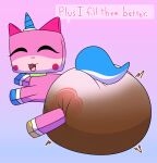 2025 absurd_res big_diaper blue_eyes blue_horn blue_tail cartoon_network clothed clothing dialogue diaper diaper_only domestic_cat duo english_text equid equine feces felid feline felis female feral fur hi_res horn huge_diaper hybrid lego looking_back mammal merrit_(artist) multicolored_body multicolored_fur mythological_creature mythological_equine mythology open_mouth pink_body pink_fur pooping soiled_diaper soiling soiling_diaper tail text the_lego_movie topless two_tone_body two_tone_fur two_tone_tail unclean_diaper unicorn unicorn_horn unikitty unikitty! used_diaper using_diaper wearing_diaper white_tail