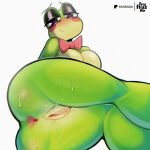 2026 amphibian anthro anus artist_name bedroom_eyes big_breasts black_eyeshadow bodily_fluids bow_tie breasts bubble_butt butt curvy_figure digital_drawing_(artwork) digital_media_(artwork) eyelashes eyeshadow female frog frufrusbin genital_fluids genitals glistening glistening_body glistening_breasts glistening_butt glistening_genitalia glistening_legs glistening_skin glistening_thighs glistening_vulva glitch_productions green_body green_scales hi_res light_body light_skin looking_at_viewer looking_back looking_back_at_viewer lying makeup multicolored_body multicolored_skin narrowed_eyes nude nude_anthro nude_female on_side patreon patreon_logo plump_labia presenting presenting_anus presenting_hindquarters presenting_vulva purple_eyes rear_view ribbit_(tadc) rosy_cheeks scales seductive simple_background smile solo sweat sweatdrop sweaty_butt sweaty_legs sweaty_thighs text the_amazing_digital_circus thick_thighs two_tone_body two_tone_skin vaginal_fluids voluptuous voluptuous_anthro voluptuous_female vulva watermark white_background wide_hipped_anthro wide_hipped_female wide_hips