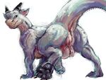 4:3 absurd_res anus backsack balls bodily_fluids butt cum drag'n_wash dragon ears_back ejaculation gator_dragon_games genital_fluids genitals hi_res horn male mythological_creature mythological_scalie mythology pawpads paws penis pivoted_ears raised_paw raised_tail ryan_(drag'n_wash) scalie smile smiling_at_viewer solo tail wldhow