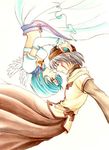  .hack//sign 1boy 1girl anasutasia-ayu green_hair grey_hair hand_on_head hat lowres rotational_symmetry short_hair subaru_(.hack//) tsukasa_(.hack//) wings 