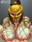 absurd_res alien alien_humanoid armor breast_play breasts clothing doctor_awesome dreadlocks female female_on_human first_person_view fishnet_clothing genitals hair headgear headgear_only helmet helmet_only hi_res human human_on_humanoid human_pov humanoid interspecies male male/female male_on_humanoid male_pov mammal mask nipples penile penis pinup ponytail pose predator_(franchise) sex titfuck yautja