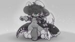 3_toes 4_fingers accessory anthro apprehensive arachnid armor arthropod balls belly big_feet big_hair big_nipples big_penis black_hair bottomless casual_exposure clothed clothing coat coat_only earpiece erect_nipples feet fighting_pose fingers flaccid front_view fur genitals green_eyes grey_body grey_fur hair hi_res huge_nipples huge_penis lemonfaace male mammal markings melee_weapon messy_hair mouse_ears mouse_tail naiad nimmy nipples nubbed_penis nude open_mouth pawpads paws penis pose ragged_clothing rodent shortstack shortstack_male simple_background slightly_chubby slightly_chubby_male solo spider sword tefemmosus toes topwear topwear_only torn_clothing urethra weapon wide_hips wielding_weapon