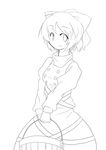  absurdres bucket greyscale highres kurodani_yamame lineart monochrome short_hair solo touhou transparent_background uchoutenko 