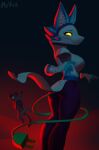 anthro blue_ears blue_fingers darkner deltarune duo electrical_plug electrical_plug_tail empty_eyes felid feline female floating_hands hi_res inner_ear_fluff light lighting machine mammal red_lighting robot robot_anthro snout solo_focus tail tasque tasque_manager teal_eyes tuft undertale_(series) vityaz white_inner_ear_fluff yellow_eyes
