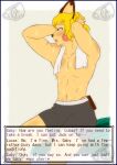 after_exercise anthro blue_border bodily_fluids border bottomwear clothing dialogue english_text fan_character generation_2_pokemon gym hand_on_hair hand_on_head hi_res humanoid male male_anthro nintendo pecs pichu pok-zone pokemon pokemon_(species) pose shorts sitting solo sweat text tired