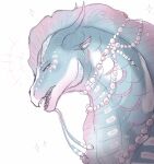 2023 absurd_res ambiguous_gender anemone_(wof) better_version_at_source blue_body blue_scales dragon ear_piercing ear_ring emanata european_mythology feral fin gills hi_res horn jewelry long_neck markings mythological_creature mythological_scalie mythology necklace open_mouth piercing ring_piercing scales scalie seawing_(wof) sharp_teeth side_view simple_background snout solo teeth western_dragon white_background wings_of_fire wraithfreak