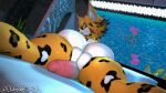 16:9 3d_(artwork) anthro aquarium balls bed big_butt butt cheddar_(okbruh) digital_media_(artwork) felid furniture genitals herm hi_res intersex jaguar looking_at_viewer lying lying_on_bed mammal ok_bruh on_bed pantherine penis source_filmmaker_(artwork) tail thick_thighs vivarium widescreen