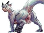 4:3 absurd_res anus backsack balls butt drag'n_wash dragon ears_down feral gator_dragon_games genitals hi_res horn male mythological_creature mythological_scalie mythology paws pivoted_ears raised_paw ryan_(drag'n_wash) scalie sketch smile smiling_at_viewer solo tail wldhow