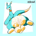 2026 anthro balls barely_visible_genitalia barely_visible_penis big_balls big_butt blush bodily_fluids butt cel_shading choker claws cum cum_in_ass cum_inside cum_on_butt dipstick_ears dipstick_tail ear_markings elphidran excessive_cum excessive_genital_fluids feet genital_fluids genitals geometric_background glistening glistening_body glistening_butt hi_res huge_balls jewelry killerwhale0 long_neck looking_back male markings missing_wings multicolored_ears necklace orange_choker orange_jewelry orange_necklace pal_(species) palworld penis perineum pocketpair scrotum_flap semi-anthro shaded simple_background solo tail tail_markings thick_thighs toony