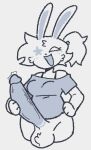 2026 anthro asterisk_(symbol) astrik_(asterisks_nsfw) balls big_penis freckles genitals gynomorph gynomorph_anthro hair hand_on_penis hi_res huge_penis humanoid_genitalia humanoid_penis hyper hyper_genitalia hyper_penis intersex intersex_anthro lagomorph leporid mammal penis ponytail rabbit simple_background smile trans_(lore) weirdenned