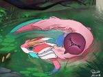 4:3 ambiguous_gender amphibian animated animated_gif anthro anthro_prey aquatic axolotl belly blue_eyes body_outline detailed_background digestion domestic_cat double_slime duo felid feline felis feral feral_pred fur gills horn inside_stomach internal jellybean_(double_slime) male mammal mane mole_salamander nature nature_background nude oral_vore outside partially_submerged paws pink_body plant pond salamander scalie short_playtime signi_sot size_difference subtle_animation tail vore