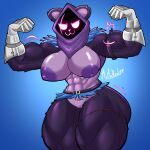 1:1 2024 5_fingers abs absurd_res anthro areola artist_name bear biceps big_areola big_breasts blue_background breasts clothing curvy_figure dated digital_drawing_(artwork) digital_media_(artwork) epic_games female fingers flexing flexing_bicep flexing_both_biceps fortnite fur genitals gloves handwear hi_res hourglass_figure huge_areola huge_breasts huge_thighs mammal mostly_nude motion_lines mrmelted multicolored_body multicolored_fur muscular muscular_anthro muscular_female muscular_thighs nipples pink_eyes purple_body purple_fur raven_team_leader shadow_face signature simple_background solo text thick_thighs two_tone_body two_tone_fur voluptuous vulva wide_hips