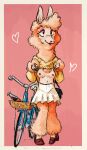 absurd_res alpaca anthro basket beverage beverage_bottle bicycle bottle bottomwear breasts camelid chuchito72 clothed clothing clothing_lift container eyeshadow female fur heel hi_res hooves loafers makeup mammal mascara miniskirt nipples no_bra presenting presenting_breasts purse raised_clothing raised_topwear skirt smile soda soda_bottle solo standing sweater tall topwear vehicle wool_(fur) wool_hair