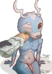absurd_res aluminium_foil ambiguous_fluids anthro antlers blue_body blue_fur cute_pose deer digital_drawing_(artwork) digital_media_(artwork) digital_painting_(artwork) dirty dirty_fur disembodied_hand duo femboy flaccid fluid_on_penis food fur genitals hi_res horn humanoid_genitalia humanoid_penis kebab kneeling liquid liquid_on_face male male_anthro mammal new_world_deer nude nude_male painting_(artwork) penis phallic phallic_food phallic_object pleading_eyes reindeer secret_sauce simple_background skinny_anthro skinny_male small_waist solo squinted_eyes synkrokyrpa white_background yuho yuho_(wolt)