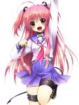  :d angel_beats! arm_up colorized fira_yuki long_hair open_mouth pink_eyes pink_hair ririka28 school_uniform serafuku shinda_sekai_sensen_uniform smile solo two_side_up yui_(angel_beats!) 