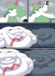 2025 absurd_res belly big_belly comic feral fur generation_3_pokemon gigantamax_pokemon green_hair group hair hi_res huge_belly hyper hyper_belly kirlia morbidly_obese nintendo obese outside overweight pokemon pokemon_(species) red_eyes seviper shweetmagnet trio white_body white_fur zangoose