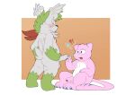 anthro balls bodily_fluids clear_urine foreskin fur generation_4_pokemon genital_fluids genitals gralicbutter green_body green_fur hi_res humanoid_genitalia humanoid_penis legendary_pokemon male male/male male_peed_on male_peeing male_peeing_on_male nintendo peeing peeing_on_another penis pink_balls pink_body pink_fur pink_penis pokemon pokemon_(species) shaymin sky_forme_shaymin urine urine_on_face urine_stream watersports white_balls white_body white_fur white_penis