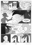 2026 alphys angry anthro avian berdly bird blue_bird bodily_fluids clothed clothing comic confusion deltarune dialogue dinosaur english_text eyewear female flowing_hair glasses greyscale group hair hand_on_shoulder hi_res jacket long_hair male monochrome nervous prehistoric_species profanity reptile scalie shaded shirt side_view smug speech_bubble startled susie_(deltarune) sweat t-shirt text thought_bubble topwear undertale_(series) url wtperv