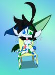 absurd_res accessory anthro bedroom_eyes big_penis black_hair blue_body blue_eyes blue_nose blue_penis bodily_fluids body_hair breasts chair cheek_tuft chest_tuft clothing cum cum_drip cum_on_penis domestic_cat dripping eyebrow_through_hair eyebrows eyelashes facial_tuft featureless_breasts felid feline felis foreskin fur furgonomics furniture genital_fluids genitals green_body green_eyes green_fur green_legs hair half-closed_eyes hand_on_penis heart_symbol herm hi_res huge_penis intersex jennifer_maxie light_body light_fur looking_at_viewer mammal masturbation multicolored_body multicolored_fur multicolored_tail narrowed_eyes neckwear on_chair penis red_scarf scarf seductive sitting sitting_on_chair solo tail toddjackjuster translucent translucent_hair tuft vein veiny_penis vulva whiskers