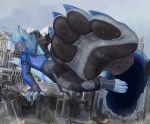 acrobatics anthro barefoot building building_destruction city city_destruction cityscape claws close-up clothing crobatic destruction exercise feet foot_focus hi_res humanoid_feet jumping lasket machine macro male micro parkour paws plantigrade portal protogen running skyline solutionwcs toes workout