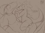 abdominal_bulge anal anal_penetration anthro beanie billycheckers clothing collar con_(billycheckers) crop_top dinosaur dromaeosaurid duo feathered_crest feathers feral hat head_crest headgear headwear hi_res internal jewelry line_art male male/male navel penetration penile penile_penetration prehistoric_species prostate reptile saurischian scalie shirt shocked size_difference sketch tao_billycheckers theropod topwear velociraptor