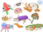 6_legs big_bopsicle bugsnak bugsnax bunger burger carrot cinnamon_bun cinnasnail cookie cross-popping_vein cupcake cutlery dessert doughnut electrikestorm food food_creature fruit gastropod half-closed_eyes hi_res instabug kitchen_utensils kiwifruit kweeble kwookie macaron_(food) megamaki mollusk narrowed_eyes open_mouth oreo_cookie pastry plant popsicle rootle sketch_page snail spoon sprinkles strabby strawberry sushi tools tusks vegetable young_horses