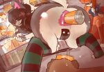 absurd_res ambiguous_gender anal anal_only anal_penetration anthro anus appliance big_anus big_butt bodily_fluids bottomless breasts brown_body burger butt cake cake_slice can_in_ass canid canine choker cleavage cleavage_cutout clothed clothing cremaypanu cutout cybernetic_arm cybernetic_limb dessert domestic_cat eyewear felid feline felis female first_person_view food footwear fox fridge fruit genitals grey_body group hi_res humanoid_genitalia humanoid_vulva improvised_dildo improvised_sex_toy jewelry kitchen_appliance leotard lettuce looking_at_viewer looking_back mammal multicolored_body necklace object_in_ass orange_body penetration pizza plant puffy_anus pussy_tape shhirt socks sunglasses sweat sweatdrop tape thick_thighs tomato trio two_tone_body vegetable vulva white_body wide_hips